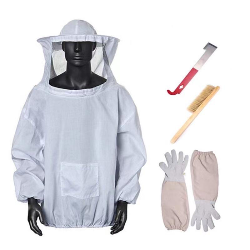 4-in-1 Anti-bee Clothing + Scraper + Bee Brush + Anti-bee Gloves Beekeeping Set(Free Size)