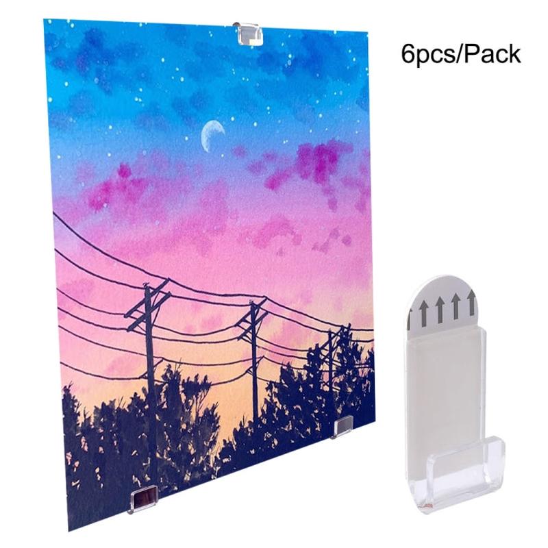 6pcs Wall Mounted Acrylic No-Punch Record Display Stand