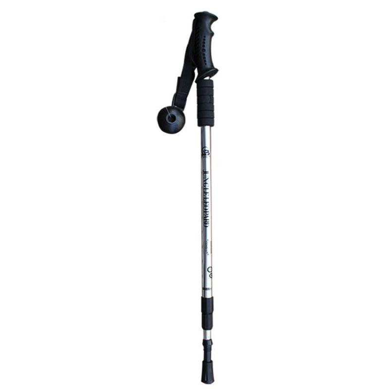 JUNGLELEOPARD 3-Section Straight Handle Aluminum Trekking Pole Multifunctional Walking Hand Crutches, Length: 66-135cm(Silver White)