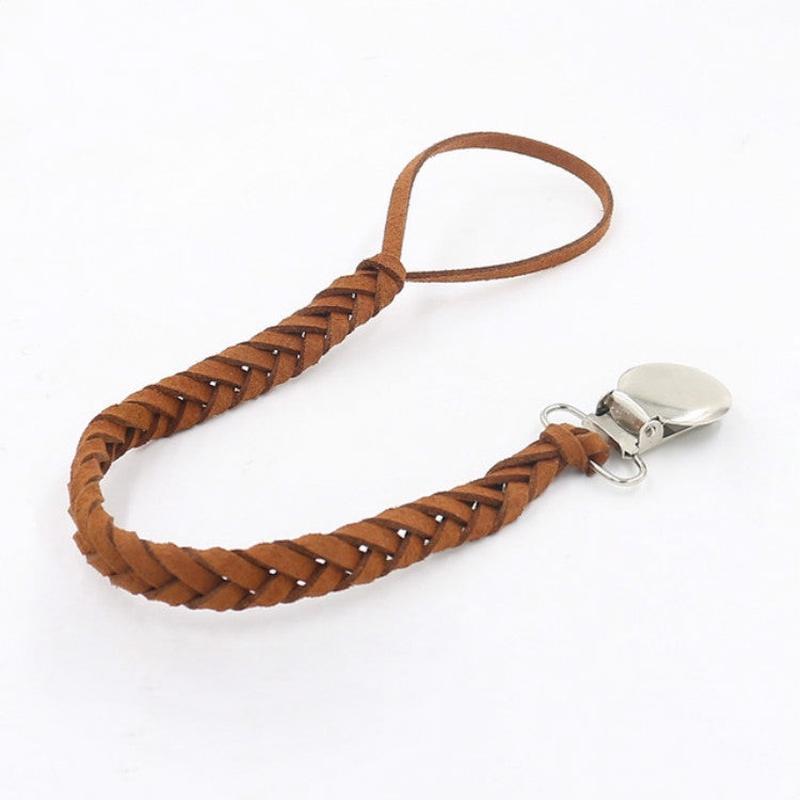 3 PCS Baby Pacifier Chain Leather Woven Anti-off Chain(Brown)