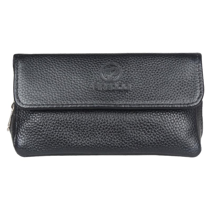 FIREDOG CL07 Portable Handcrafted Cowhide Double Pipe Bag(Black)