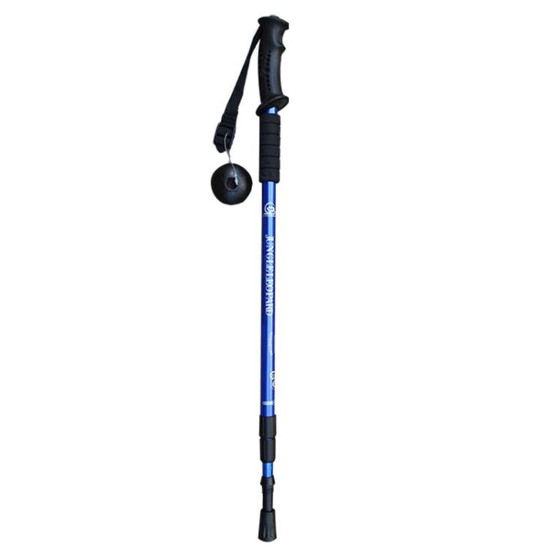 JUNGLELEOPARD 3-Section Straight Handle Aluminum Trekking Pole Multifunctional Walking Hand Crutches, Length: 66-135cm(Blue)
