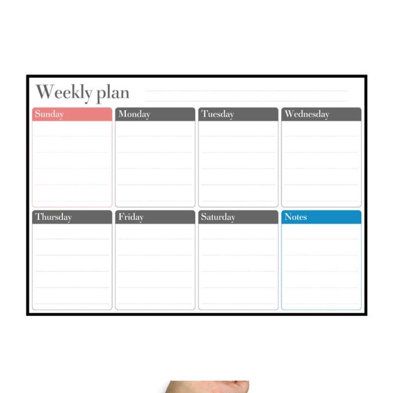 Magnetic Weekly Plan Refrigerator Magnet PET Magnetic Soft Whiteboard, Size: 29.7cm x 42cm (Black)