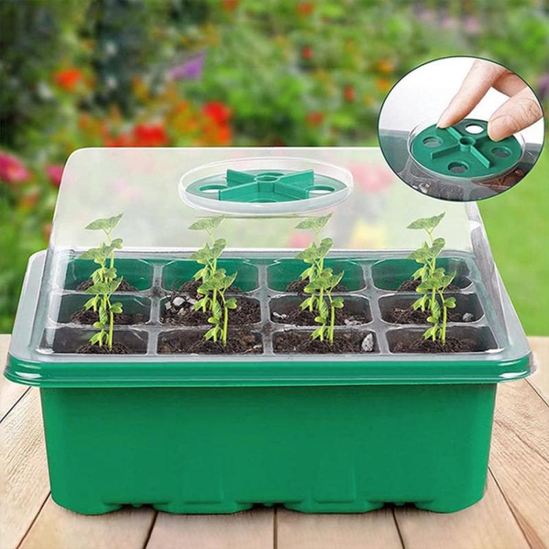 1pcs/set 12-hole Thickened Adjustable Breathable Cover Seedling Box(18.5x14.5x11cm)