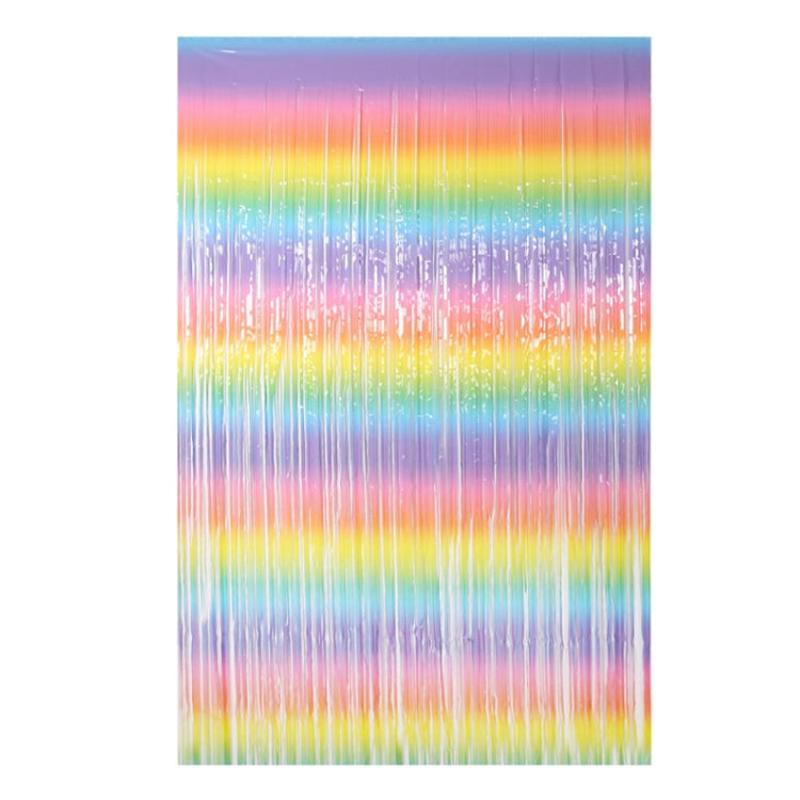 2 PCS 2M Birthday Party Decoration Background Rain Curtain(Rainbow Gradient)
