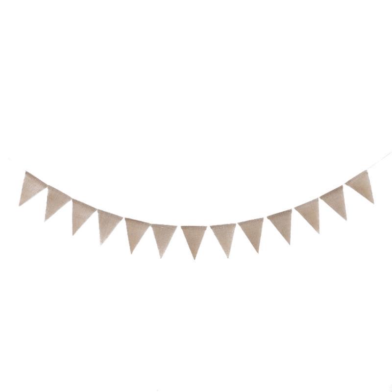 2 PCS Swallowtail Burlap First Birthday Flags Mori Series Party Flags Specification: Burlap Triangle Flag