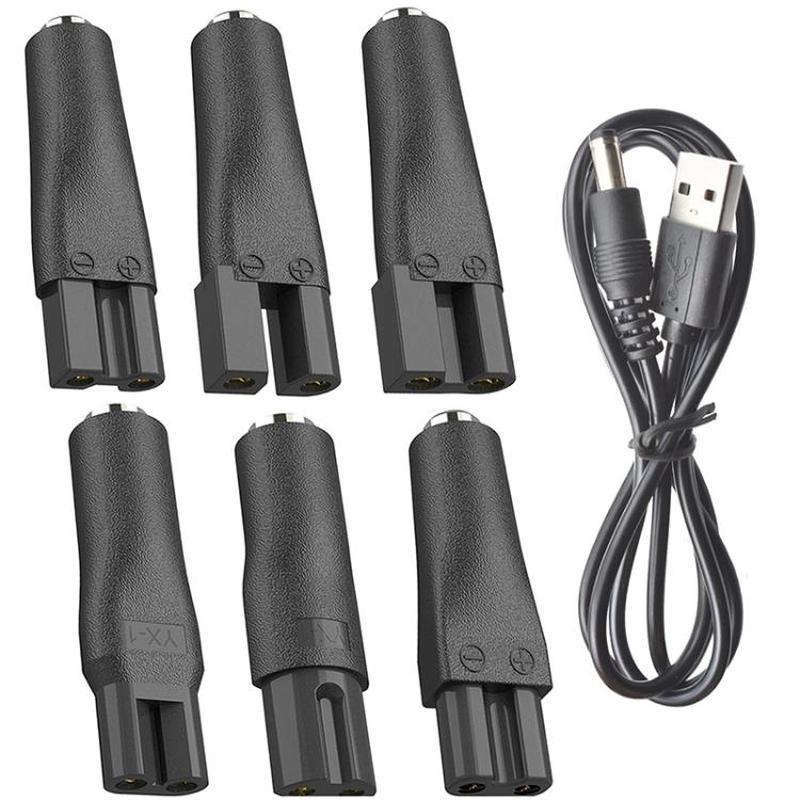 7pcs / Set DC 5.5 x 2.1mm Female to Shaver Interface Charging Adapter Converter
