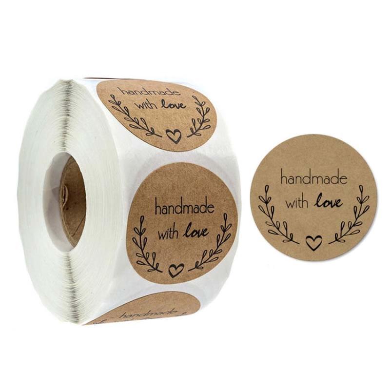 Kraft Paper Sealing Stickers Handmade Baking Labels Holiday Gift Packaging Decoration, Size: 2.5cm/1inch(B-05)