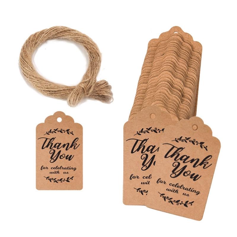 100pcs /Pack Kraft Paper Gift Tag With 20m Hemp Rope(L-14)