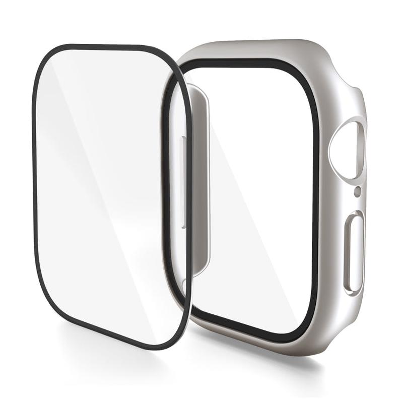 For Apple Watch Series 10 / 11 46mm PC Integrated Tempered Film Watch Case(Starlight Silver)