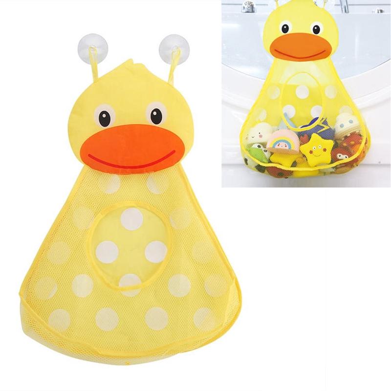 Baby Shower Bath Toys Storage Mesh Bag with Strong Suction Cups(Yellow)
