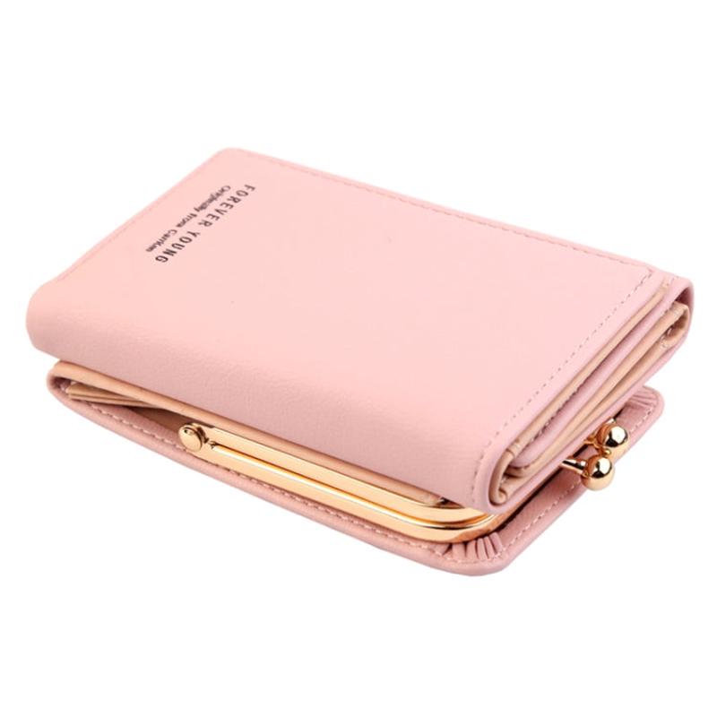 Short Wllet Lady Small Wallet Multi-Card Three Fold(Pink)
