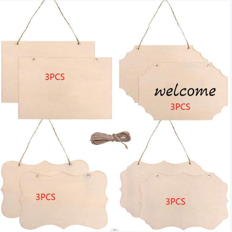 12-In-1 Wooden Hanging Sign Set With String DIY Ornaments, Handmade Craft Kits For Holiday Home Decor(Wood Color)
