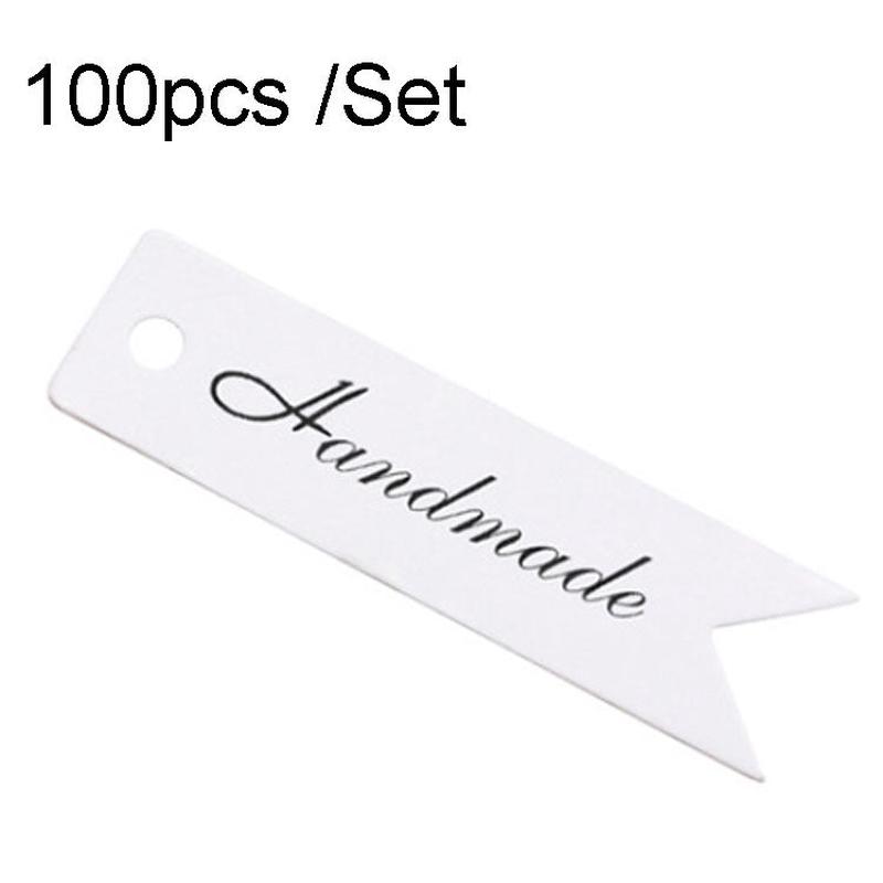 100pcs /Set Retro Baking Sticker Tag Swallow Tail Bookmark Gift Card, Style: Handmade (White)
