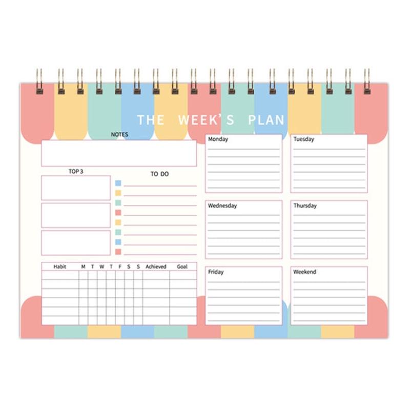 A5 Weekly Planner Notebook Waterproof Planner Coiled Clocking Memo, Style: Horizontal Colorful