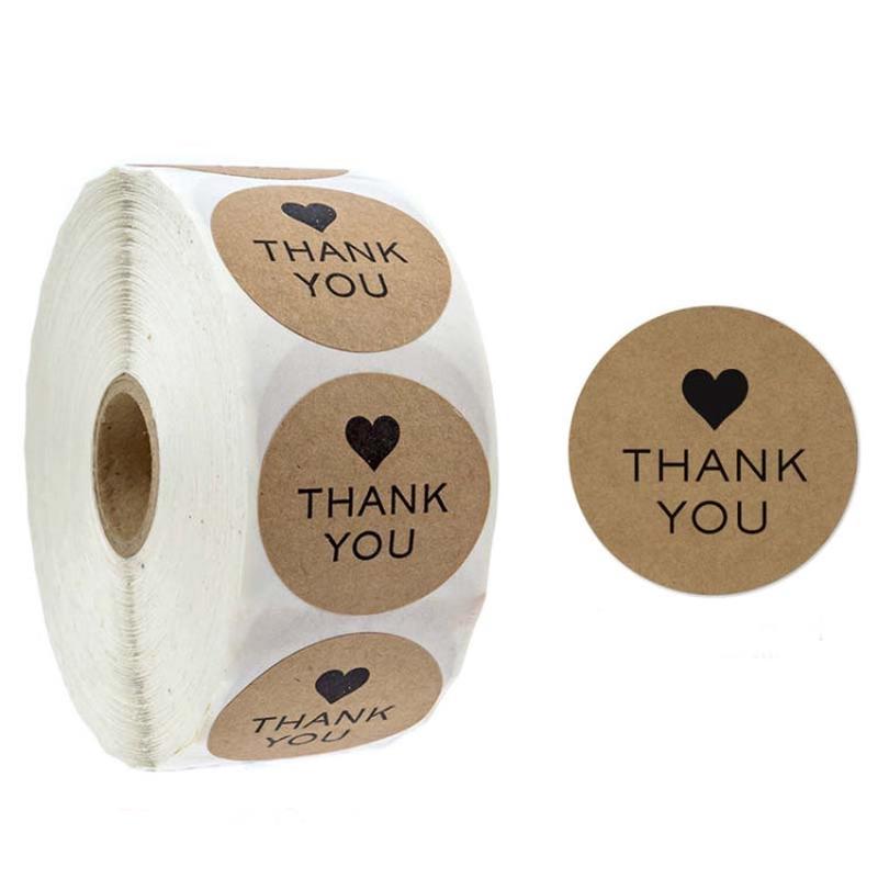 Kraft Paper Roll Sticker Thank You Sticker Label Red Love Envelope Decoration, Size: 2.5cm/1inch(B-10)