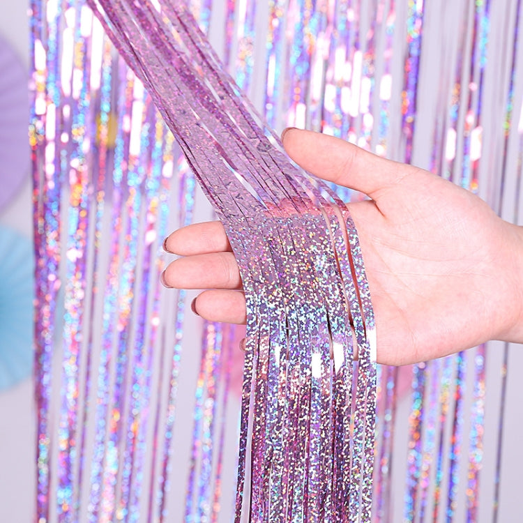 2 PCS Laser Rain Tinsel Foil Curtain Birthday Party Decoration Tassel Wall, Size:1x2.5m(Pink)