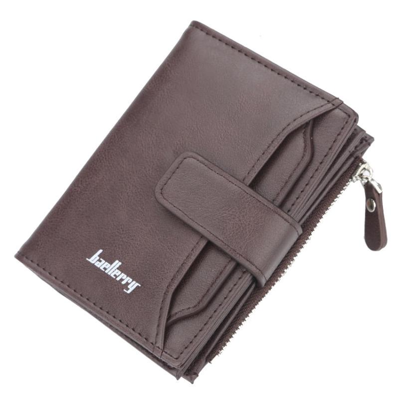 Baellerry D3218 Men Short Multi-Card Slot Zipper Wallet Large Capacity Card Holder(Brown)