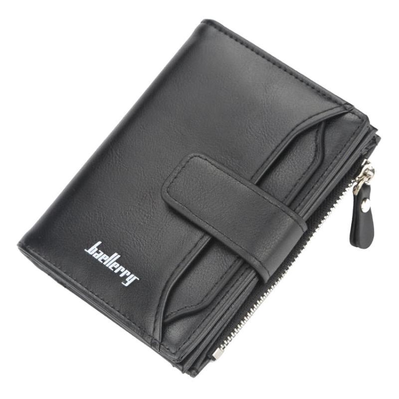 Baellerry D3218 Men Short Multi-Card Slot Zipper Wallet Large Capacity Card Holder(Black)