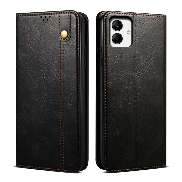 For Samsung Galaxy A07 4G Oil Wax Crazy Horse Texture Leather Phone Case(Black)