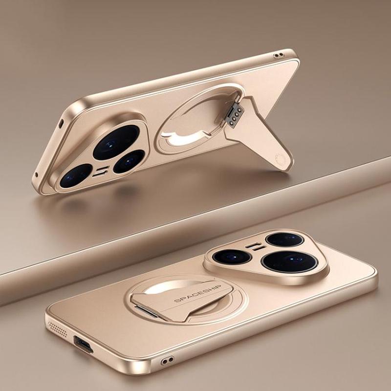 For Huawei Pura 80 Pro / Pura 80 Pro+ 5G Spaceship MagSafe Folding Holder Phone Case(Desert Gold)