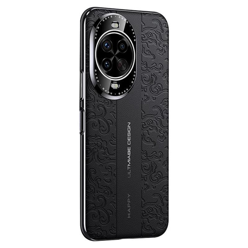 For Huawei nova 14 Cloud Dragon Pattern Plain Leather PC Phone Case(Black)