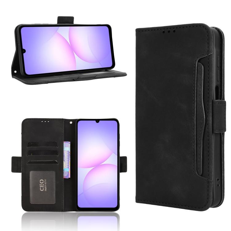 For Samsung Galaxy A07 4G Skin Feel Calf Texture Card Slots Leather Phone Case(Black)