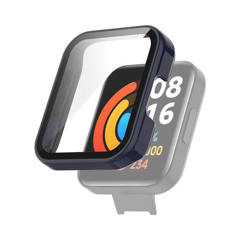 For Xiaomi Redmi Watch 2 Lite PC + Tempered Glass Watch Protective Case(Ink Blue)