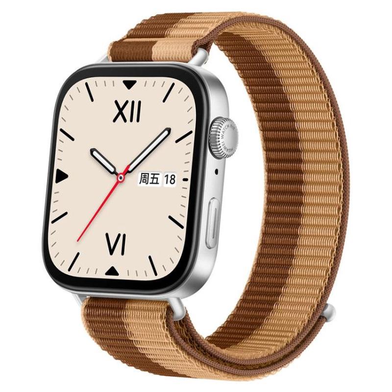 For Huawei Watch Fit 4 Pro / Fit 4 / Fit 3 Nylon Loop Hook and Loop Fastener Watch Band(Brown Light Coffee)