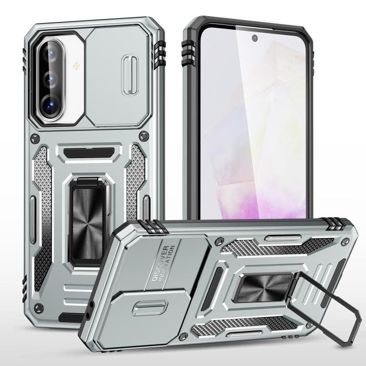 For Samsung Galaxy A36 5G / A56 5G Armor PC Hybrid TPU Camera Shield Phone Case(Grey)