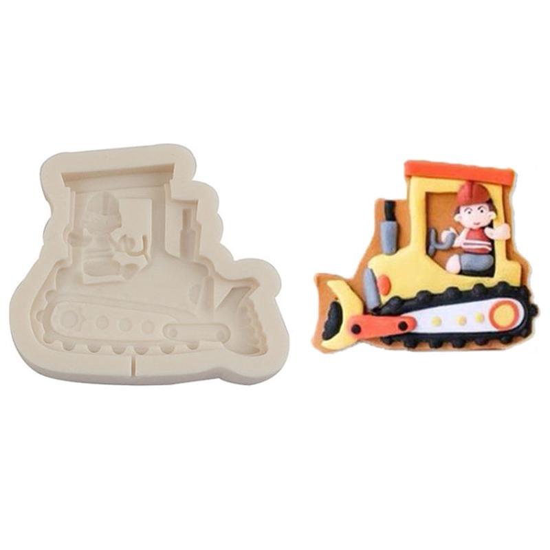 Cartoon Construction Site Tools Engineering Car Cake Decoration Molds, Specification: MK-3058 (Light Gray)
