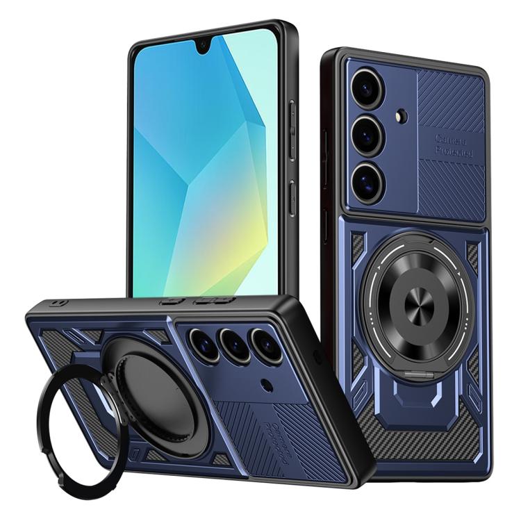 For Samsung Galaxy A16 5G / 4G Armor Rotating Holder MagSafe Phone Case(Blue)