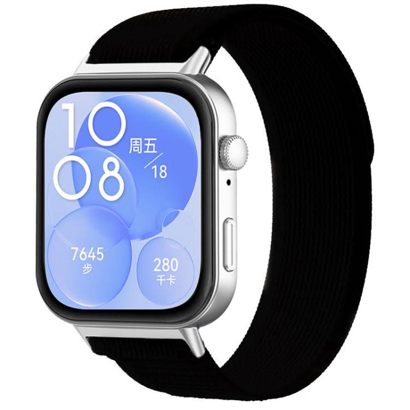 For Huawei Watch Fit3 / Fit4 / Fit4 Pro xDfind Nylon Loop Sport Watch Band(Deep Black)