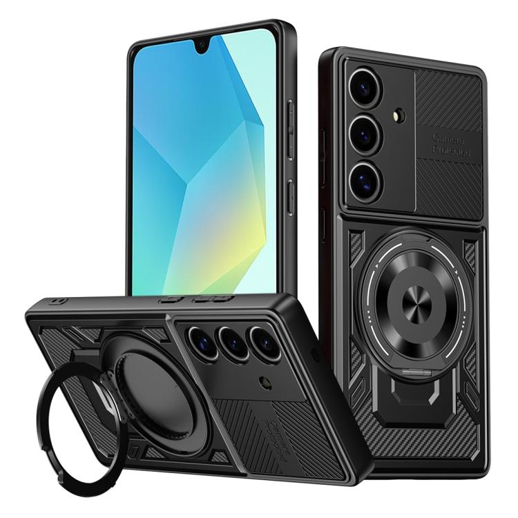 For Samsung Galaxy A16 5G / 4G Armor Rotating Holder MagSafe Phone Case(Black)