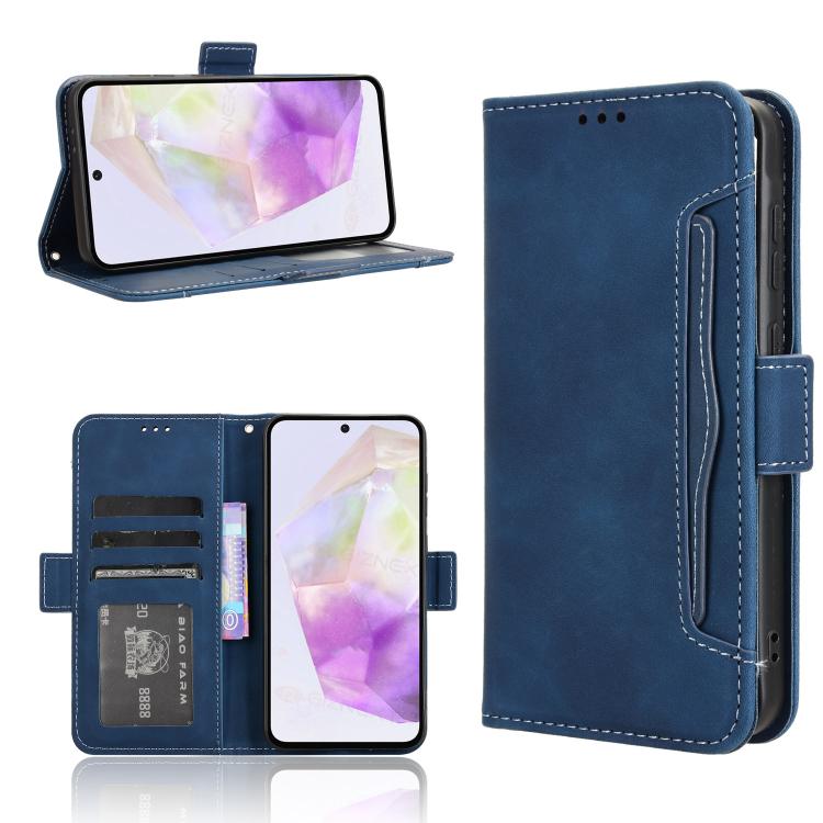 For Samsung Galaxy A36 5G Skin Feel Calf Texture Card Slots Leather Phone Case(Blue)