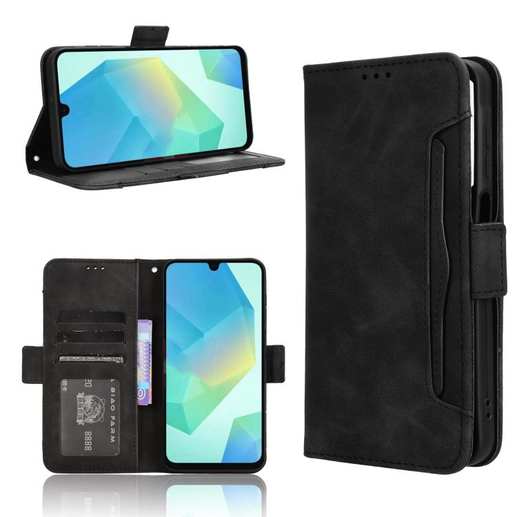 For Samsung Galaxy A16 5G Skin Feel Calf Texture Card Slots Leather Phone Case(Black)