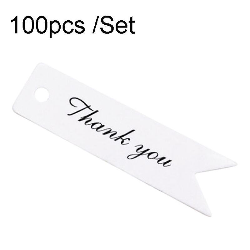 100pcs /Set Retro Baking Sticker Tag Swallow Tail Bookmark Gift Card, Style: Thand You (White)