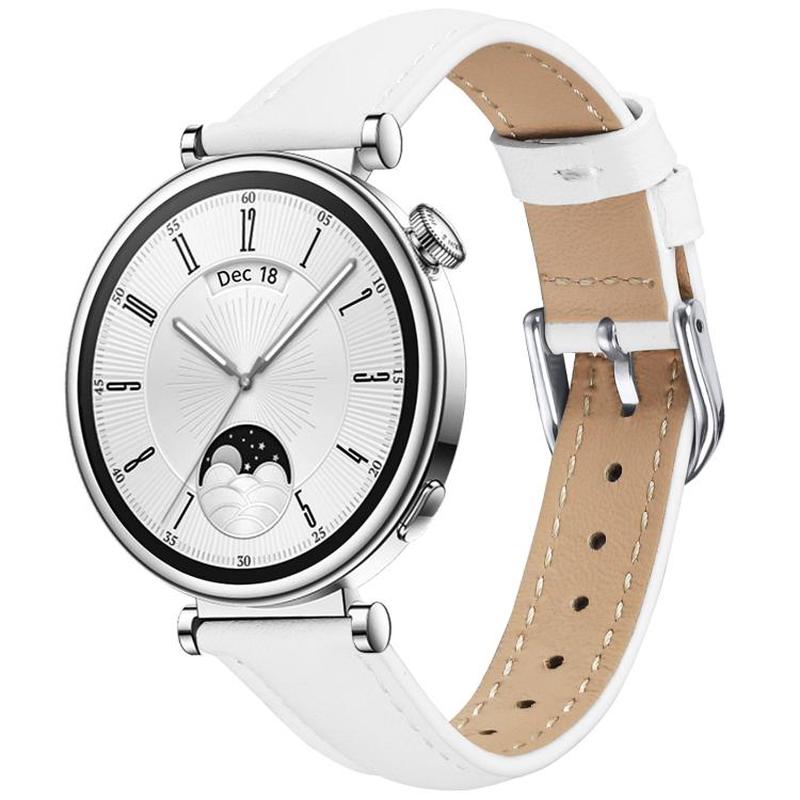18mm Slim Genuine Leather Watch Band(White)