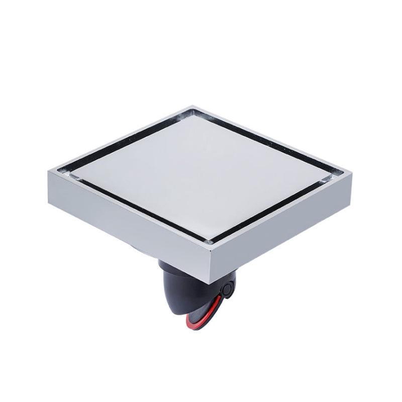 Bathroom Large Displacement Anti-odor Floor Drain, Style: K8012 Chrome Plated+Black Straight Row