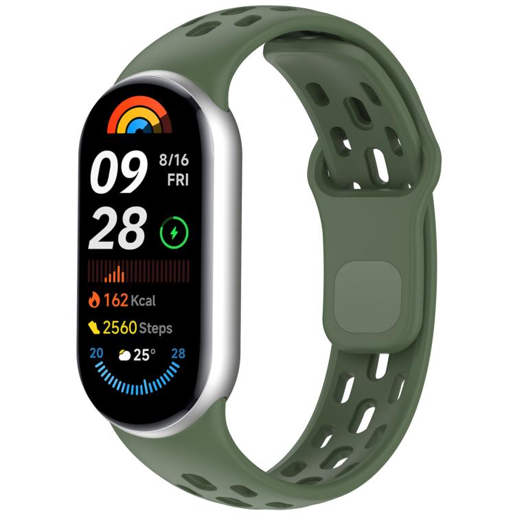 For Xiaomi Smart Band 10 / 9 / 8 Honeycomb Hole Breathable TPU Watch Band(Dark Green)