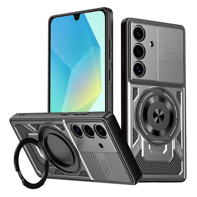 For Samsung Galaxy A16 5G / 4G Armor Rotating Holder MagSafe Phone Case(Grey)