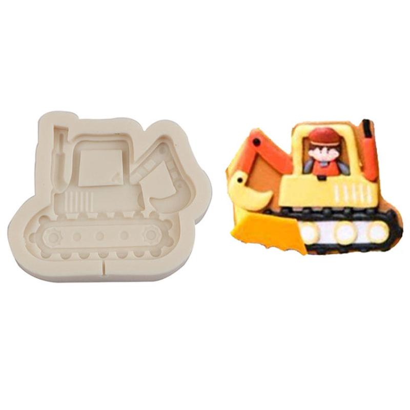 Cartoon Construction Site Tools Engineering Car Cake Decoration Molds, Specification: MK-3057 (Light Gray)