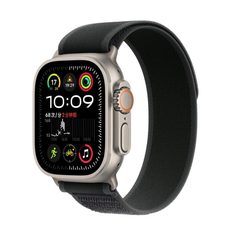 For Apple Watch 42mm / 41mm / 40mm / 38mm Trail Loop Nylon Watch Band(Black + Natural Titanium Finish)