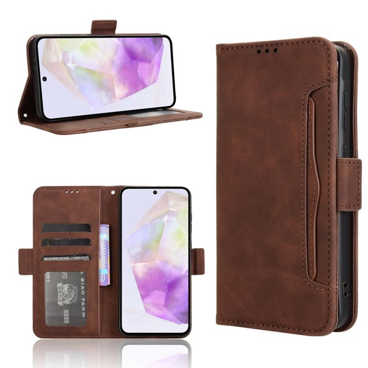 For Samsung Galaxy A36 5G Skin Feel Calf Texture Card Slots Leather Phone Case(Brown)