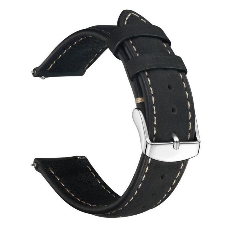 20mm xDfind Retro Crazy Horse Texture Leather Watch Band(Black)