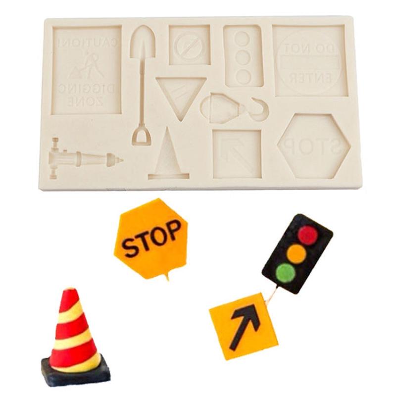 Cartoon Construction Site Tools Engineering Car Cake Decoration Molds, Specification: MK-3055 (Light Gray)