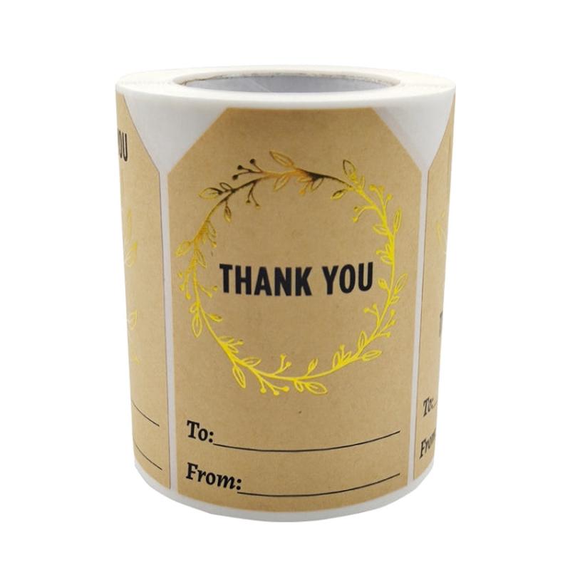 Kraft Paper Thank You Hot Stamping Sticker Gift Wrapping Decoration Label, Size: 50x75mm(K-74)