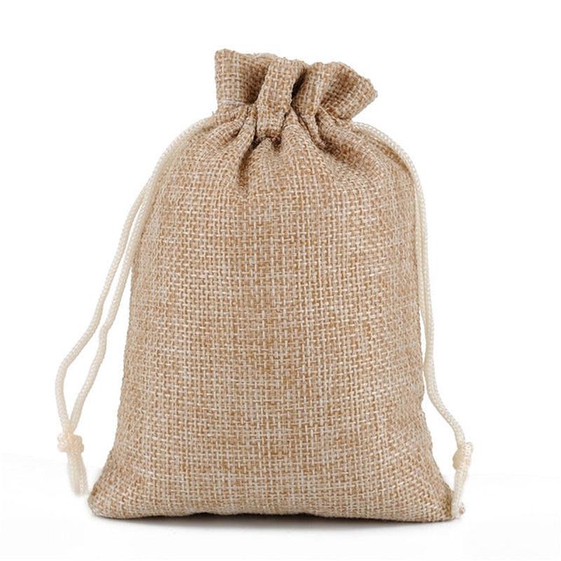 50 PCS Multi size Linen Jute Drawstring Gift Bags Sacks Wedding Birthday Party Favors Drawstring Gift Bags, Size:17x23cm(Linen Color)