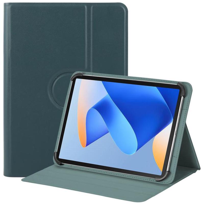 9-10 inch Voltage Hook 360 Rotation Leather Tablet Case(Deep Green)
