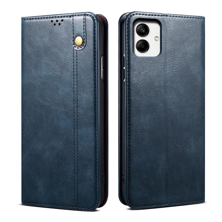For Samsung Galaxy A07 4G Oil Wax Crazy Horse Texture Leather Phone Case(Blue)
